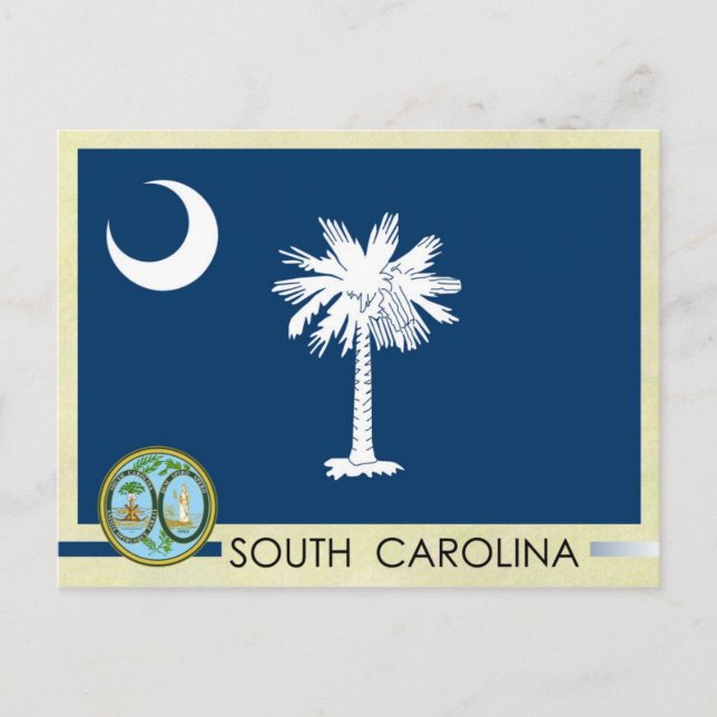 South Carolina State Flag and Seal Postcard (Front)