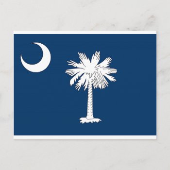 South Carolina State Flag Blue Palm Post Card by merrydestinations at Zazzle