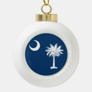 South Carolina State Flag Ceramic Ball Christmas Ornament