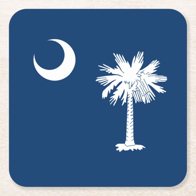 South Carolina State Flag Decor Square Paper Coaster (Front)