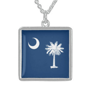 South Carolina State Flag Decor Sterling Silver Necklace