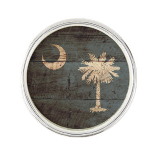 South Carolina State Flag on Old Wood Grain Pin