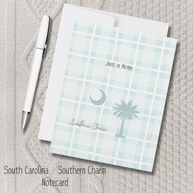 South Carolina State Flag Plaid Note Card (Just a Note notecard is perfect to send a hi for any occasion. South Carolina Flag, Southern Charm!)