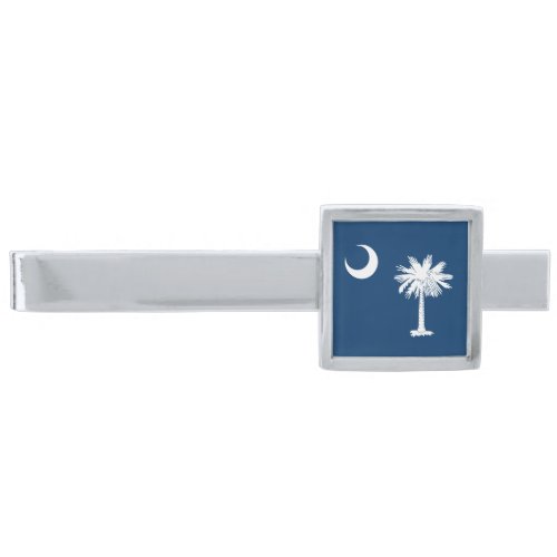 South Carolina State Flag Silver Finish Tie Bar