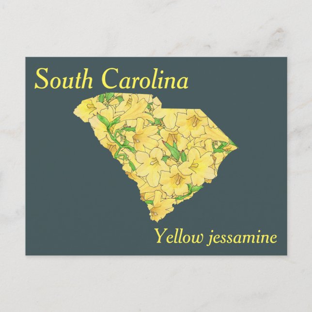 South Carolina State Flower Collage Map Postcard (Front)