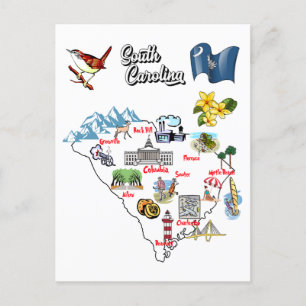 South Carolina state in US, major Cities Postcard