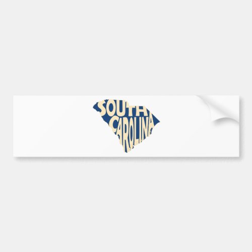 South Carolina State Name Word Art Yellow Bumper Sticker