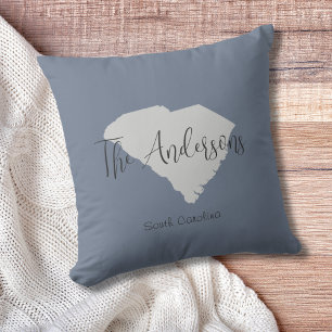 South Carolina State Outline Throw Pillow