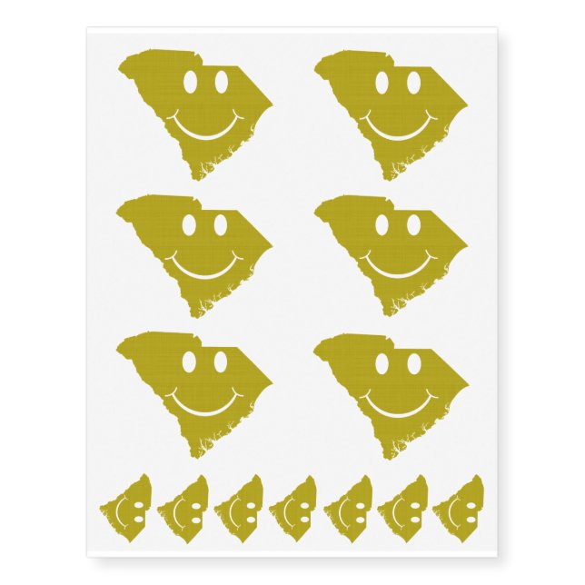 South Carolina State Shape Smiley Face Temporary Tattoos (Front)