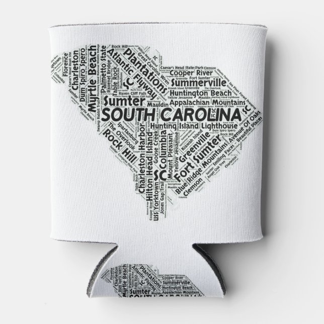 South Carolina State Word Cloud Can Cooler (Front)