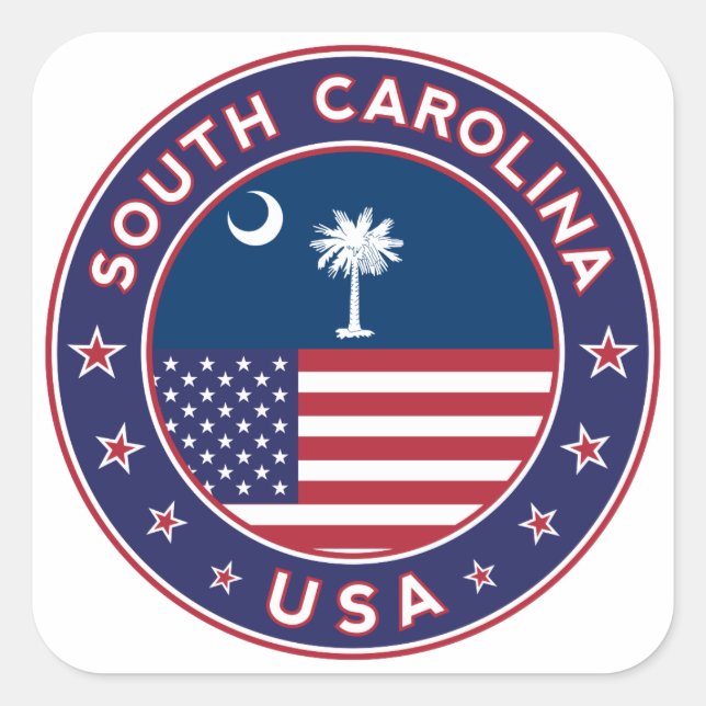 South Carolina sticker, phone case, tote bag Square Sticker (Front)