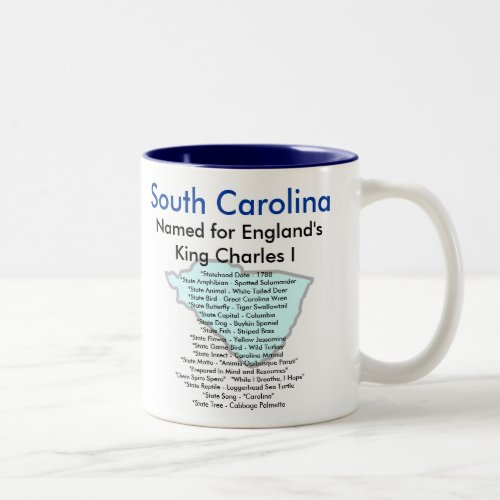 South Carolina Symbols  Map Two_Tone Coffee Mug