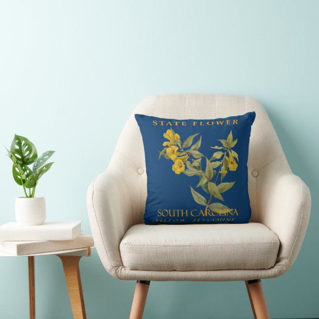 South Carolina Territory Flower Yellow Jessamine Throw Pillow (Chair)