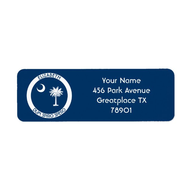 South Carolina The Palmetto State Personal Flag Label (Front)