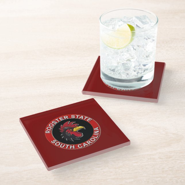 SOUTH CAROLINA THE ROOSTER STATE GLASS COASTER (Angled)