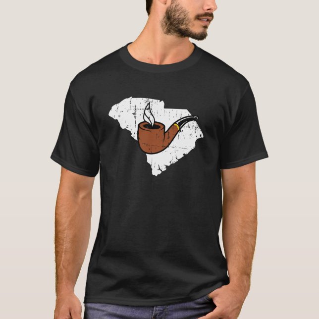 South Carolina Tobacco Pipe Smoking Hobby Briar Pi T-Shirt (Front)