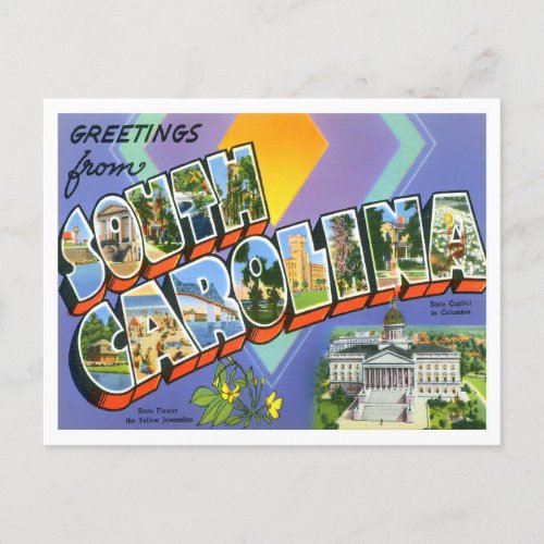 South Carolina Vintage Big Letters Postcard