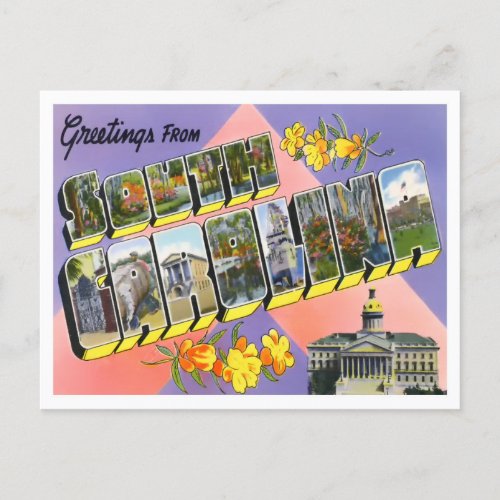 South Carolina Vintage Big Letters Postcard