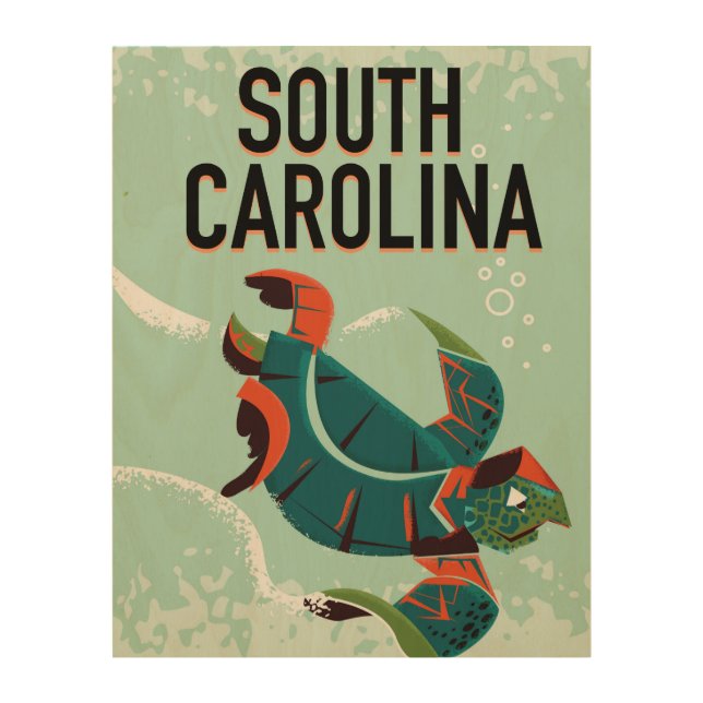 South Carolina vintage travel poster. Wood Wall Art (Front)