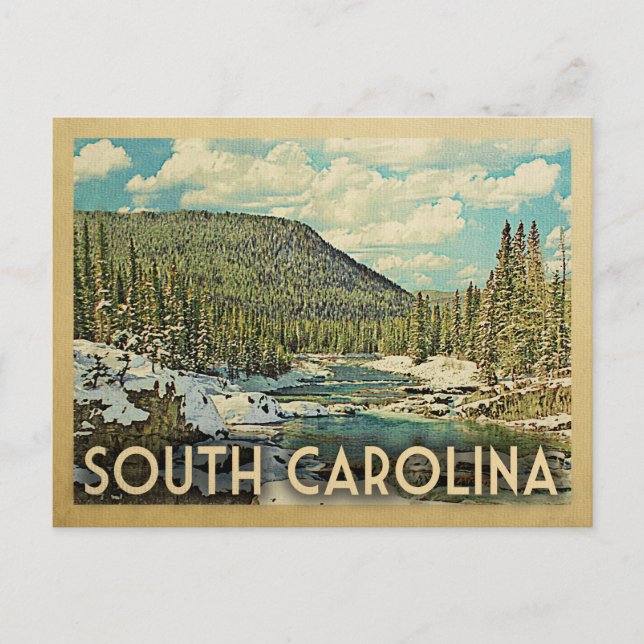 South Carolina Vintage Travel Snowy Winter Nature Postcard (Front)