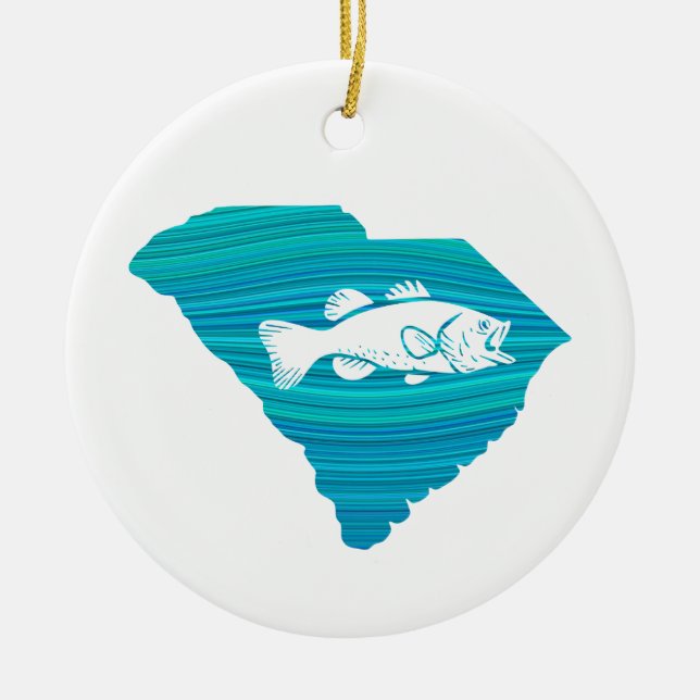 South Carolina Wave Fishing Ceramic Ornament (Front)