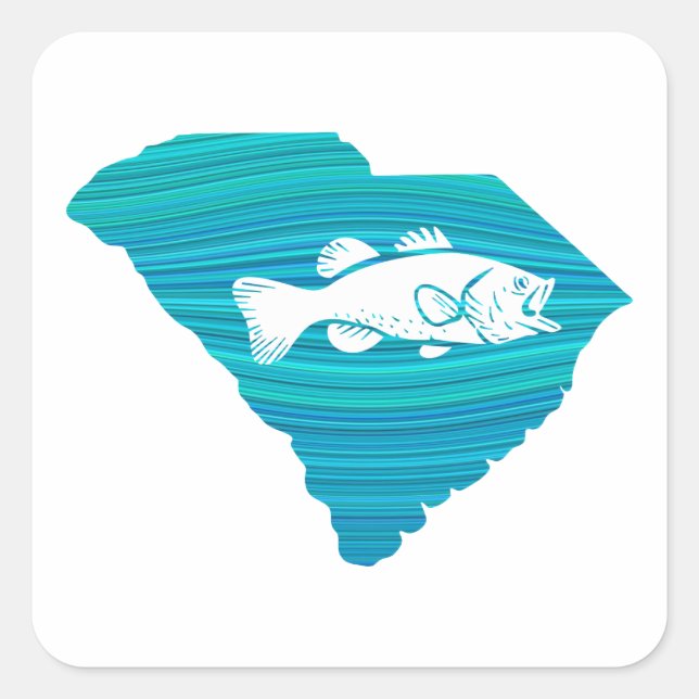 South Carolina Wave Fishing Square Sticker (Front)