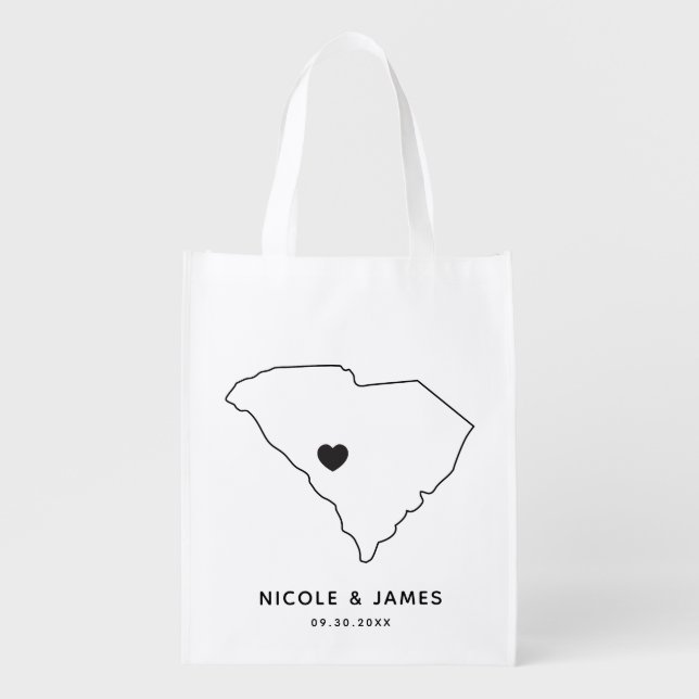 South Carolina Wedding Welcome Bag Map Tote (Front)