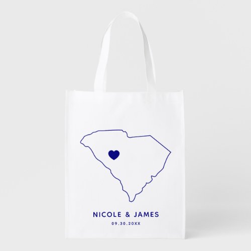 South Carolina Wedding Welcome Bag Navy Map Tote