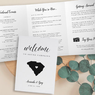 South Carolina Wedding Welcome Letter & Itinerary Tri-Fold Program