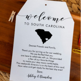South Carolina Wedding Welcome Tag Itinerary