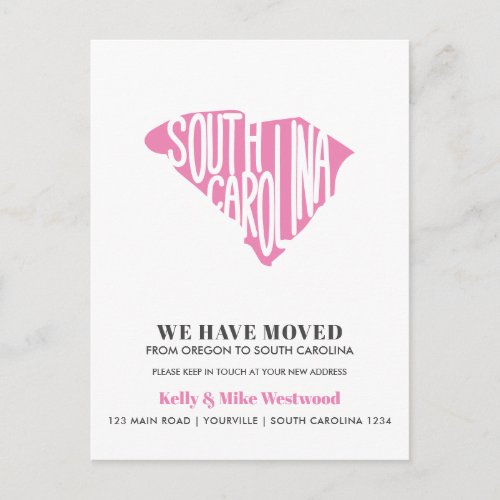 SOUTH CAROLINA Weve moved New address New Home   Postcard