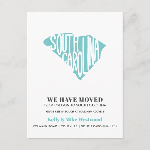 SOUTH CAROLINA Weve moved New address New Home  Postcard