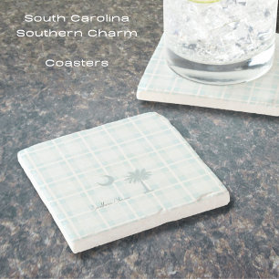 South Carolina with Moon and Palm Custom Stone Coaster