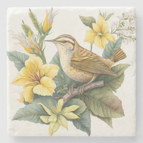 South Carolina Yellow Jessamine Carolina Wren Stone Coaster