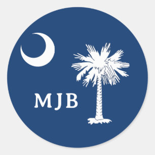 South Carolina's Moon & Palm Tree Custom Classic Round Sticker