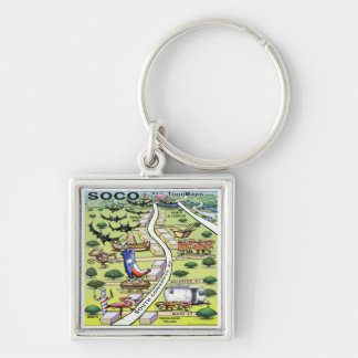South Congress Ave ATX Cartoon Map Keychain
