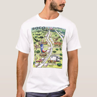 South Congress Ave ATX Cartoon Map T-Shirt