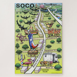 South Congress Downtown Austin Texas Fun Map Jigsaw Puzzle