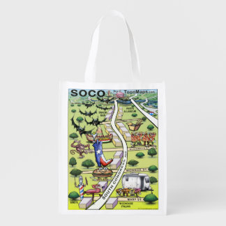 South Congress SOCO Cartoon Map Grocery Bag