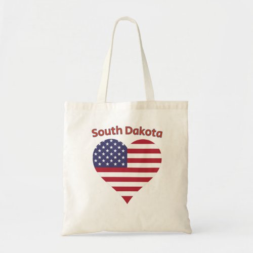 South Dakota American Flag Heart Tote Bag