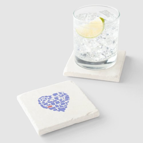 South Dakota American States Blue Mosaic Heart Stone Coaster