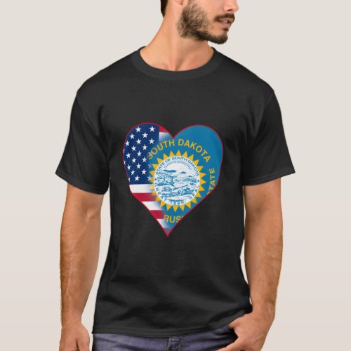 South Dakota And Aeric An Flag Fusion Blended T_Shirt