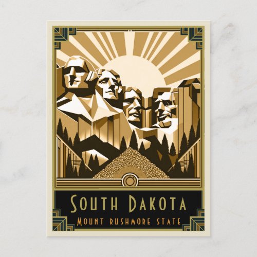 South Dakota  Art Deco Postcard