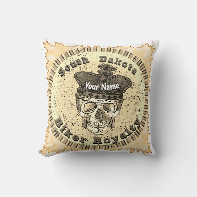 South Dakota Biker  Throw Pillow (Front)