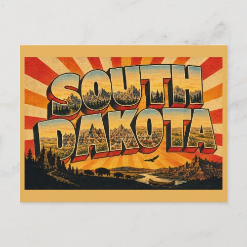 South Dakota Black Hills Badlands Prairie Art Postcard