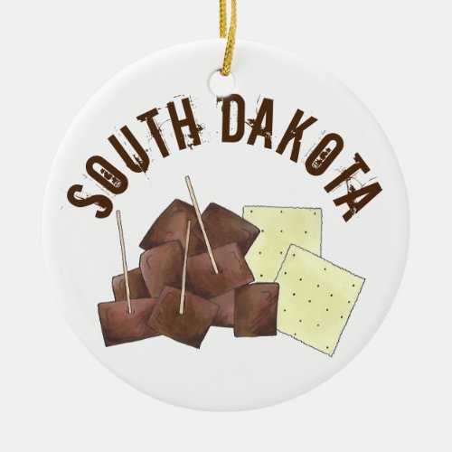 South Dakota Chislic Cubed Meat Crackers SD Foodie Ceramic Ornament