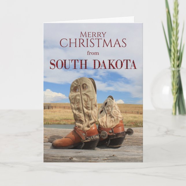 South Dakota Cowboy Boot Christmas Card (Front)