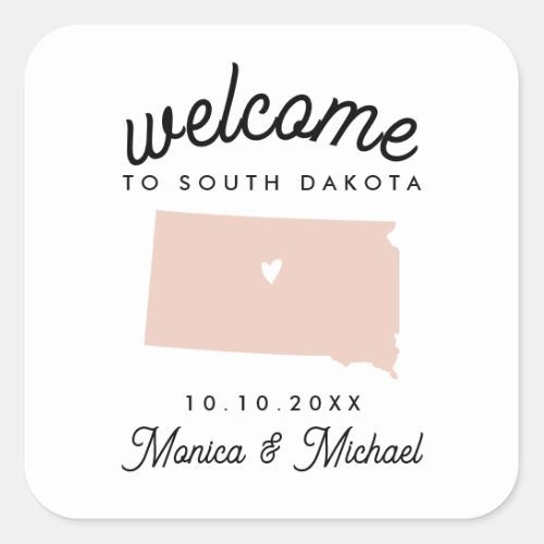 SOUTH DAKOTA Destination Wedding ANY COLOR  Square Sticker