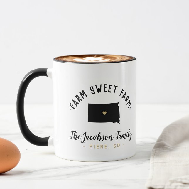 South Dakota Farm Sweet Farm Family Monogram Mug (Creator Uploaded)