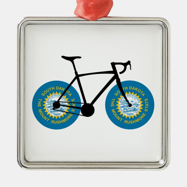 South Dakota Flag Cycling Metal Ornament (Front)
